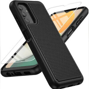 Samsung A32 5G Matte black phone case Non Slip Textured Back - Military …